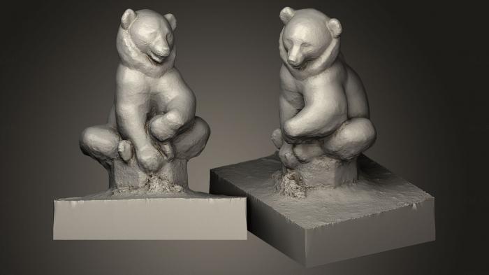 نموذج ثلاثي الأبعاد لآلة CNC التماثيل الحيوانية يجلس الدب